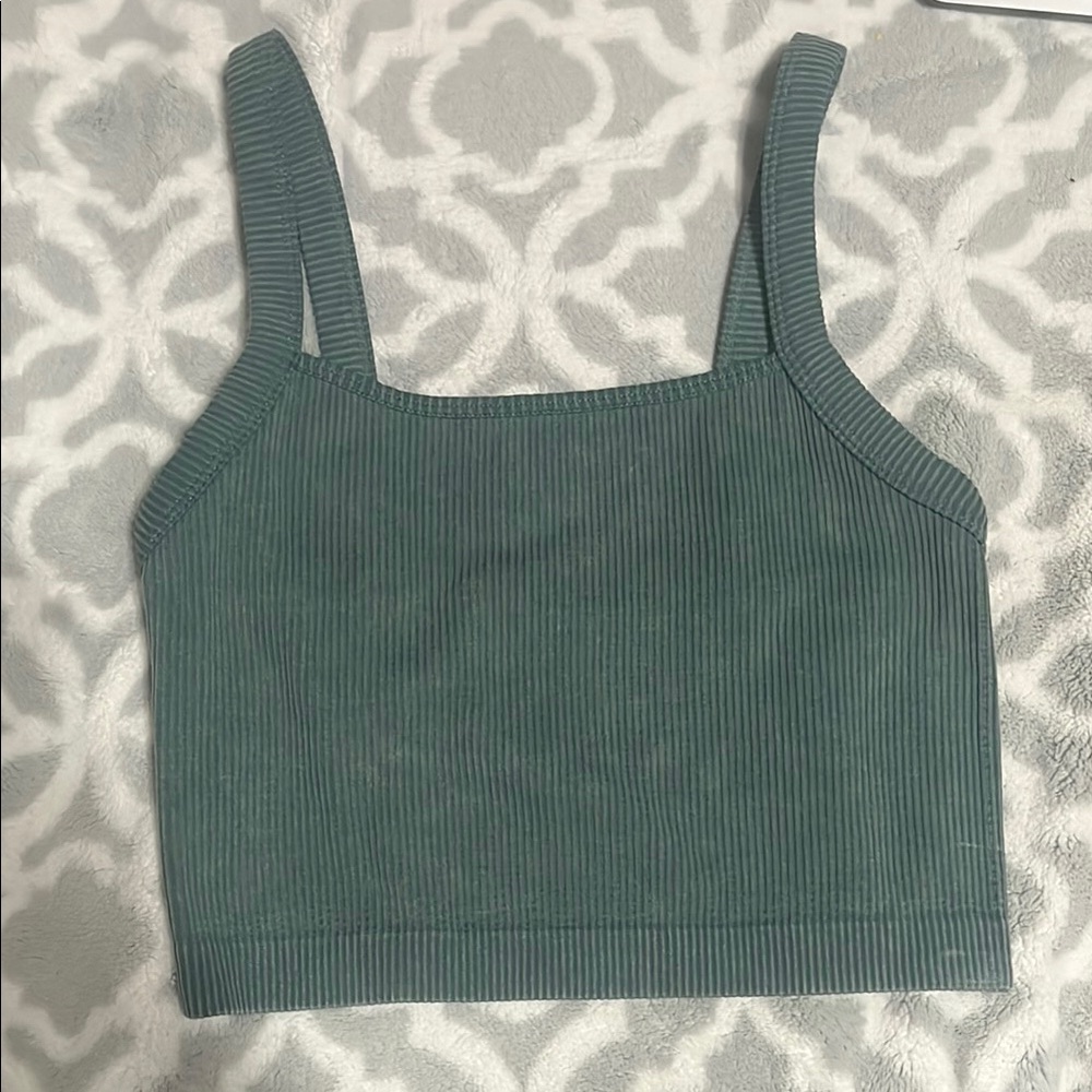 Ribbed Green Crop Top
